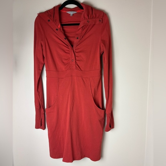 Athleta Dresses & Skirts - ATHLETA Cozy Up Popover Sweater Dress Red Rust Organic Women’s Size Small